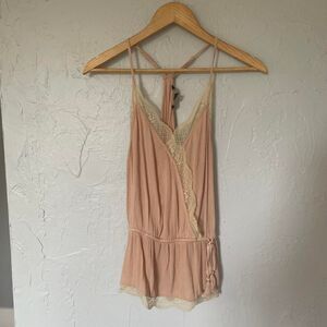 American Eagle Women's Pink Cream Vintage Inspired Y2K Romantic Tank Top sz S
